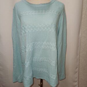 St. John's Bay pastel minty blue green cable knit Sweater